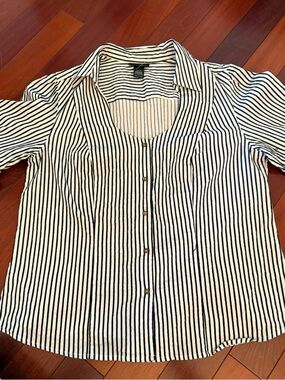 Striped Black & White women’s Casual Button-Down Shirt